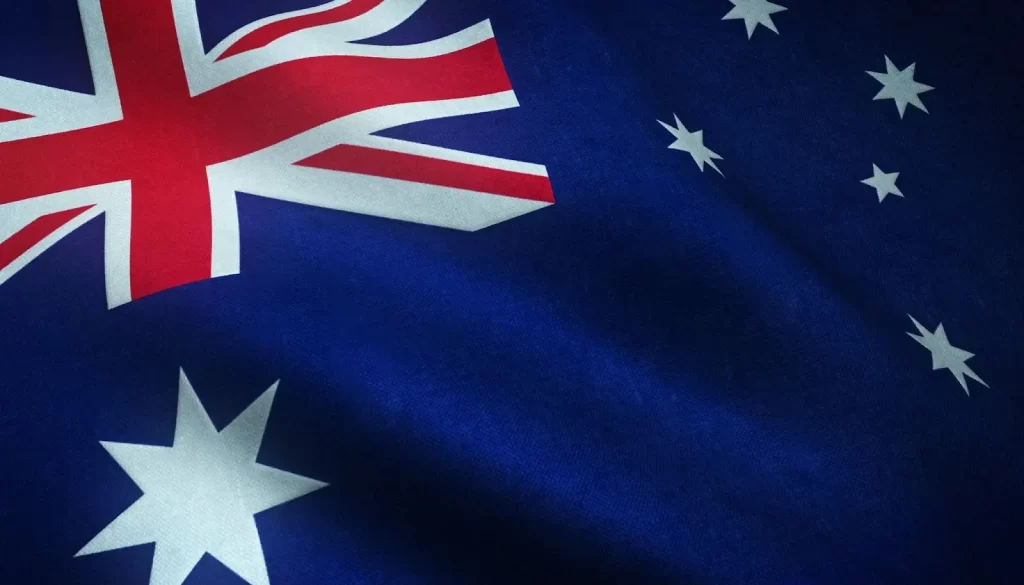 Close-up Shot of Australian waving flag 