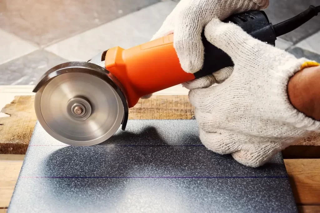 cutting tiles with an electric grinder