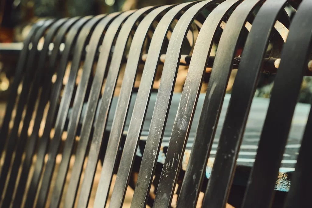 Bench made with metal bars